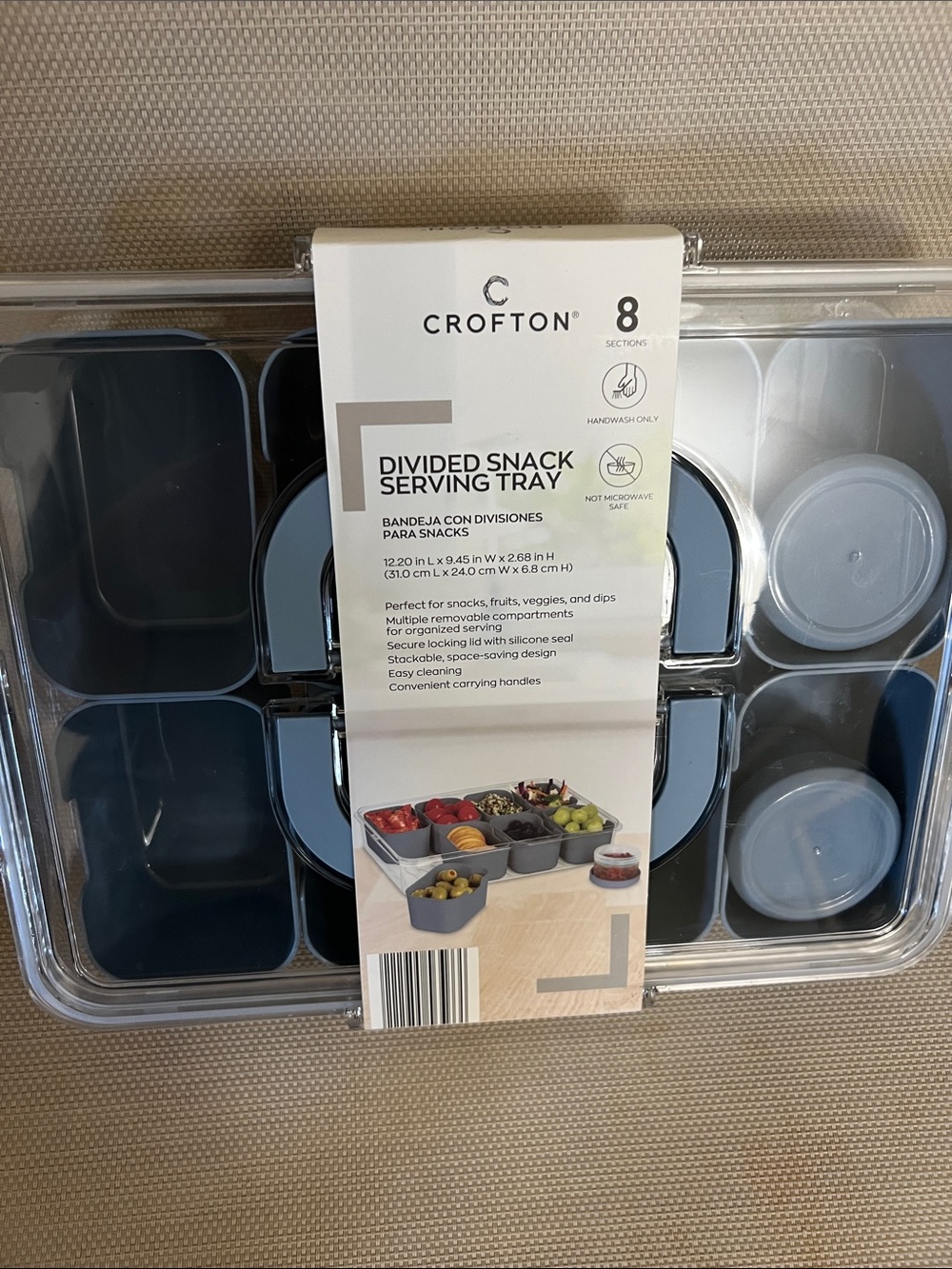 Crofton Divided Snack Serving Tray in Slate Blue (8 Sections)